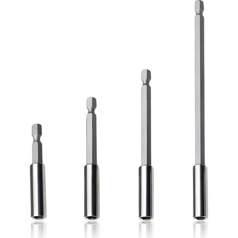 4 Rallonges pour Embouts (60/75/100/150mm) - Porte-Embout Long Hex 1/4" Antidérapant pour Tournevis/Visseuse/Perceuse