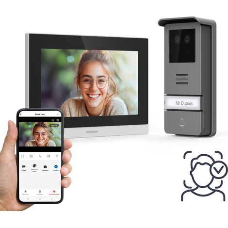 Visiophone filaire connecté à reconnaissance faciale – Vision nocturne – Application ThomsonHome – Installation simple – 512278