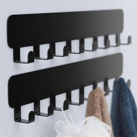 Crochet Adhésif Mural Avec 8 Crochets - Porte-Serviette pour Salle de Bain et Cuisine - Porte-Manteau Sans Perçage - Accroche Tableau (1/4)