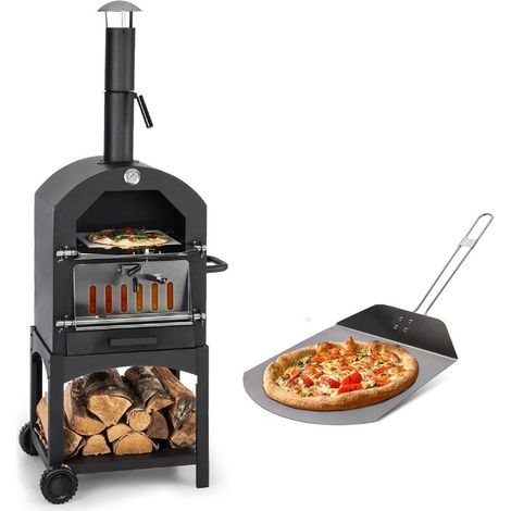Holzkohlegrill mit Steinofen 44,5 x 65 x 158 cm