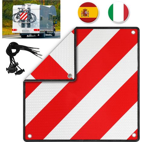Jiubiaz Placa de advertencia para Italia y España – Placa reflectante 500x500 mm roja y blanca (1/5)