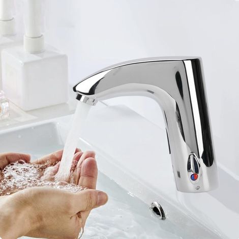 Robinet de Salle de Bain Sans Contact avec Réglage Température Robinet Senseur Automatique pour Cuisine et Salle de Bain (1/4)