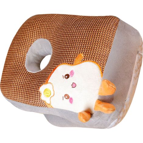Coussin de bureau en rotin double face respirant, style cartoon, coton doux pour sieste au travail, maison, chambre, oreiller de repos sandwich (1/5)