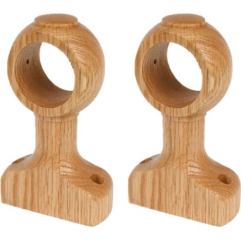 HEVSTIL Lot de 2 supports de tringle à rideaux en bois naturel - supports de tringle à rideaux robustes en bois Compatibles avec les tringles de 3,5 cm (1-2/5") (1/5)