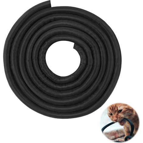 Gaine de Protection de Câbles pour Animaux Domestiques, Manchon de Gestion des Câbles Tressé Extensible, 3 Mètres -12,7mm Gaines de Câbles, Protection du Cache Câbles Bureau, Noir (1/5)