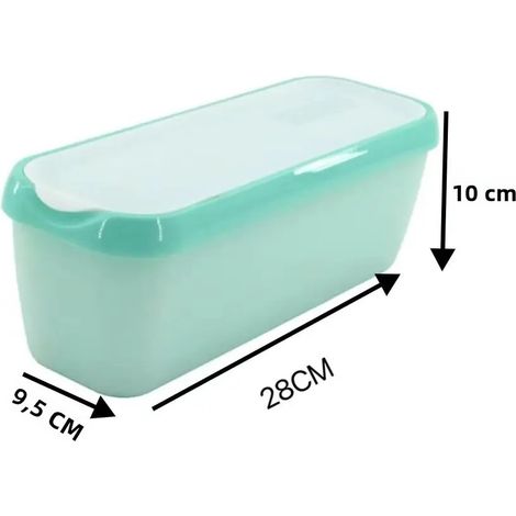 (Vert) Boîte à glace rectangulaire réutilisable avec couvercle (1/2)