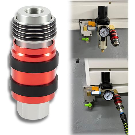 Raccord de sécurité 9000-060 Raccord rapide pour tuyau à air comprimé Raccord de tuyau, boîtier 1/4", filetage FNPT 1/4", douille de raccordement pour les types 1, 2, 3, 4 (1/5)