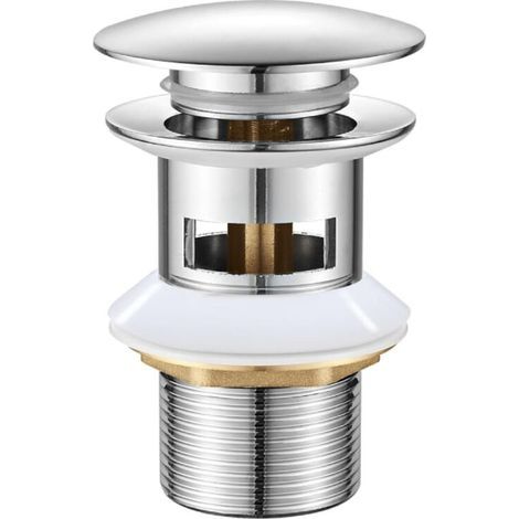 Bonde de lavabo escamotable avec trop-plein G1 1/4 po pour robinets et éviers - Bouchon chromé durable (1/5)