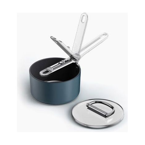 Kleine Bratpfanne Joseph Joseph Space de 15 cm (1,4 qt), antihaftbeschichtet, mit Klappgriff und Deckel, induktionsgeeignet, backofenfest bis 232°C. (1/3)