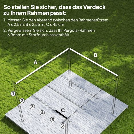 Toit de rechange pour pergola 3x3 m, escamotable, avec orifices d'évacuation d'eau, imperméable, en polyester, 250x255 cm, brun (1/4)