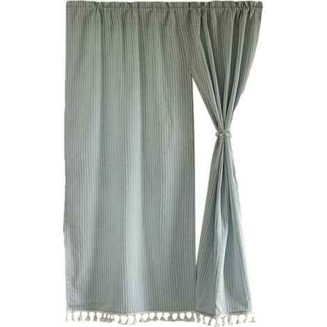 Rideau en coton jacquard, motif champêtre, rayures, 140 x 250 cm (1/5)