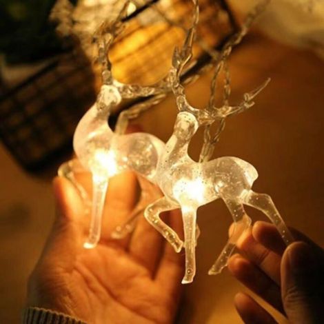 Guirlande lumineuse cerf, lumières de festival, veilleuse solaire LED Sika, lumières de décoration de fête de Nol, lanternes (1/4)