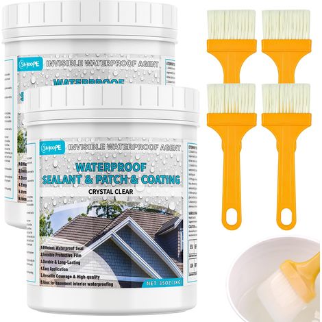 Revêtement Imperméable Transparent 2KG – Liquide Étanchéité Transparent Anti-Fuite, Mastic d’Étanchéité Invisible pour Intérieur et Extérieur, Résine Étanche pour Toiture, Mur, Tuyaux et Balcon (1/5)