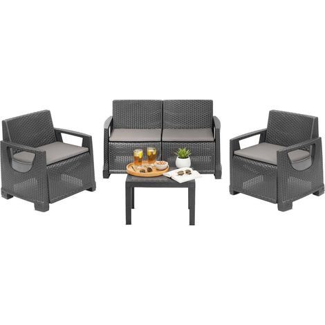 Set Salotto da Esterno Mioglia, Salottino Outdoor 4 Posti, Made in Italy, Grigio Antracite