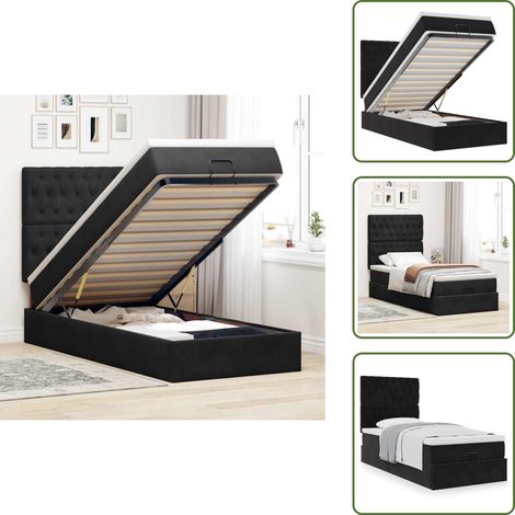 vidaXL Ottoman-Bett mit Matratzen Schwarz 100x200 cm Samt