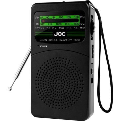 Petite Radio Portable, AM/FM/SW Transistor Poste Radio Portable Mini Radios à Piles Survie (AA) Excellente Réception pour Cadeau, Famille, Séniors(Noir) (1/4)