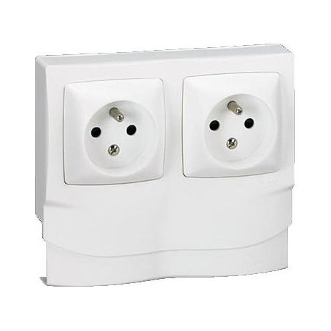 Legrand – Cadre saillie 2 postes pour moulure DLPlus 16mm – Montage vertical/horizontal – Plastique blanc – Livré avec embout et platine