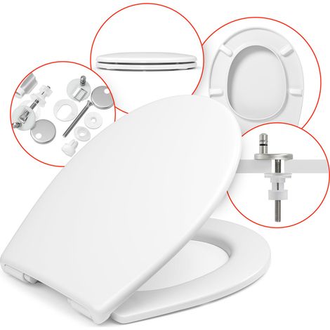Les rois des sièges de toilettes  Abattant WC Universel - Ovale - Antibactérien - Mécanisme Frein de Chute