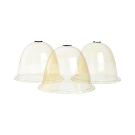 Cloche de jardin en polypropylène transparent – Lot de 3 – Valve de ventilation réglable – H 34,5 cm x Ø 33,5 cm – Nature