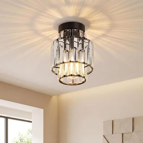 GBLY Lampada a Soffitto E27 Cristallo Moderno Nero Vintage per Soggiorno Camera da Letto Cucina Corridoio senza lampadine (1/5)