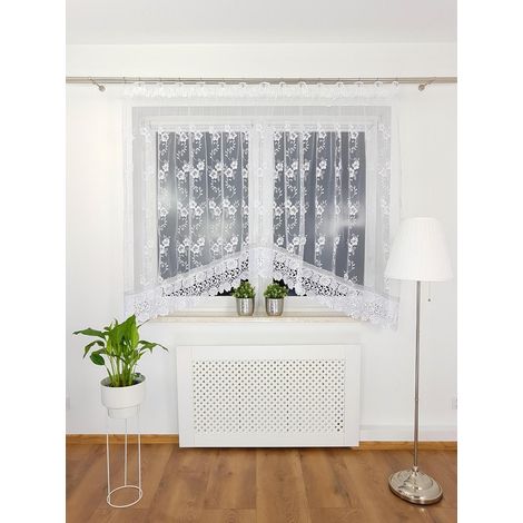 Cortina marquesina confeccionada de 300 x 160 cm - arco, encaje guipur floral ancho, inserción de circonita (1/5)