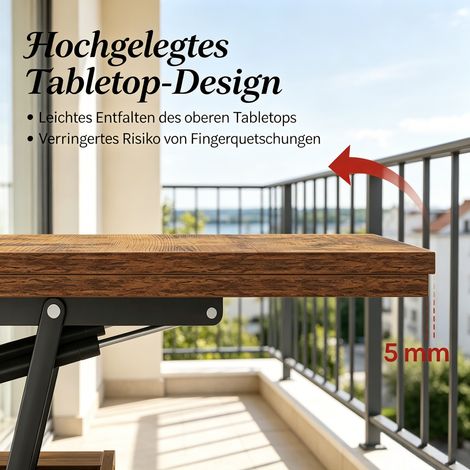 Table basse mobile, table d'appoint relevable avec roulettes verrouillables, bureau d'étude compact, table de salon escamotable (lot de 1 bureau) (1/5)