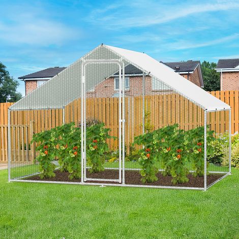 Jiubiaz Poulailler 3×2×2 m – Enclos pour petits animaux, volière extérieure, cage à poules en acier galvanisé (1/5)