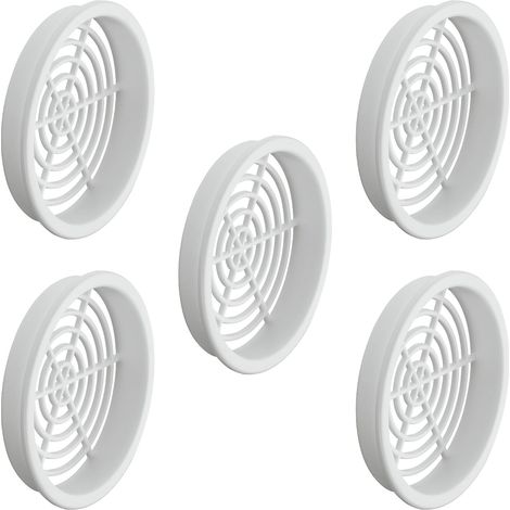 Cyclingcolors – Lot de 5 grilles de ventilation aération ronde en plastique – Diamètre encastrement 60mm – Hauteur 9mm – Passage d'air 13,5cm² – Fixation mastic silicone (1/3)