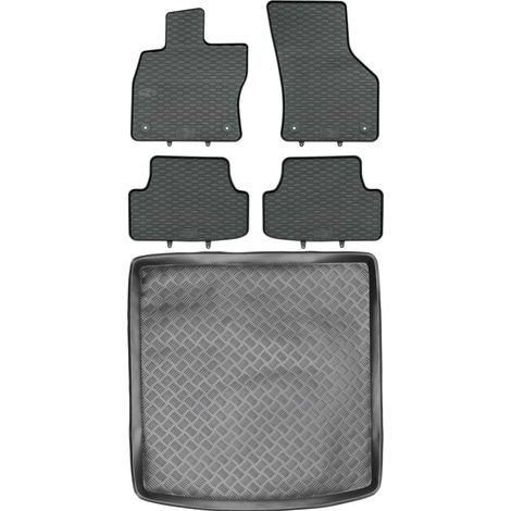 Set di tappetini in gomma per auto e tappetino per bagagliaio per Seat Leon III ST Kombi dal 2012 al 2020.