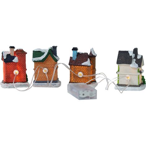 Ensemble de village de Noël en résine, scène de Noël, maisons miniatures illuminées par LED, cadeau (1/5)