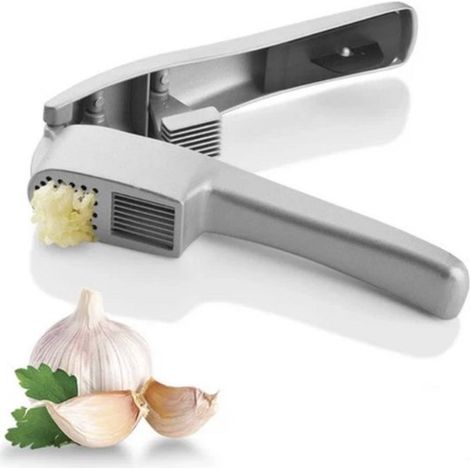Spremiaglio due in uno, spremiaglio manuale in acciaio inox, spremiaglio multifunzionale, schiaccia aglio per uso domestico, ausilio in cucina (1/5)
