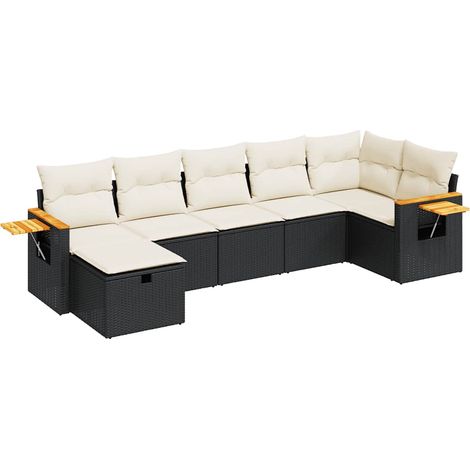 vidaXL Set Divani da Giardino con Cuscini 7pz Nero Polyrattan (1/5)