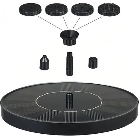Pompe solaire pour fontaine et bain d'oiseaux, fontaine solaire à 6 buses, pompe flottante autoportante pour bain d'oiseaux, jardin, bassin, piscine, extérieur