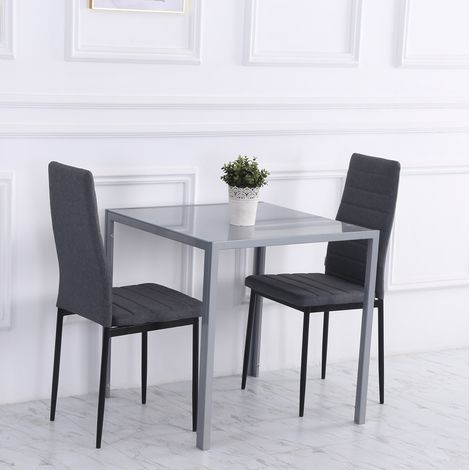 MEUBLIV Quadratischer Esstisch 75x75 cm Grau – Hartglas für 4 Personen (1/5)