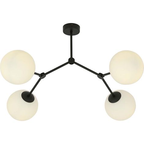 Plafoniera Minimal Iperione Acciaio Nero Bianco 4 Luci E14 Ip20 (1/5)