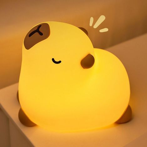 Veilleuse Enfant Capybara Silicone Tactile LED Dimmable Rechargeable 3000K Minuteur 30min Douceur Nuit Bébé Cadeau Chambre (1/4)