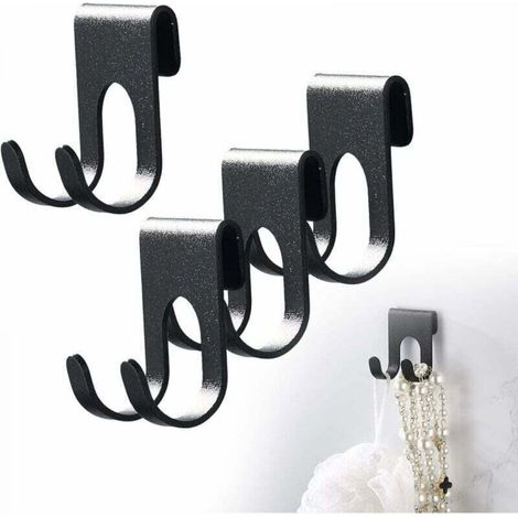 Schwarzes 4-teiliges Set selbstklebender Rasiererhaken, Handtuchhaken, Edelstahlhaken zur Montage ohne Bohren, Rasiererhalter, zusätzliche Haken für die Duschablage im Badezimmer.