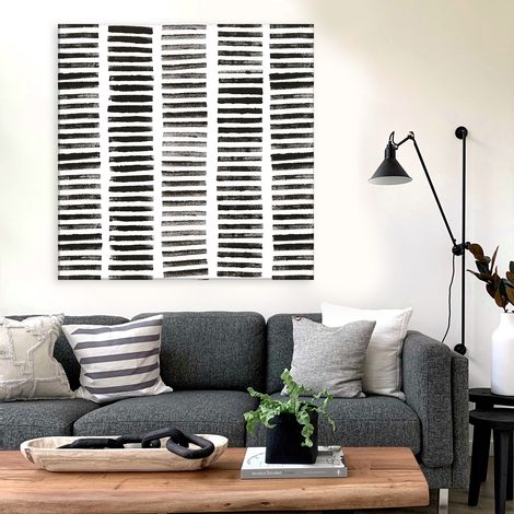 Tableau rondin noir en toile imprimée, 80x80 cm (1/5)