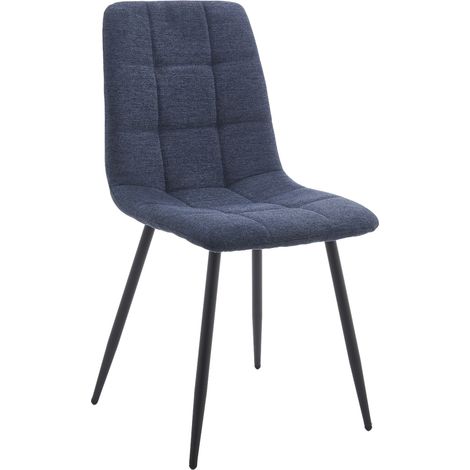 Home Heavenly® - Pack 4 sillas comedor terciopelo ASTRID con diseño cuarterones, patas metálicas negras.  Color : Azul oscuro jaspeado (1/5)