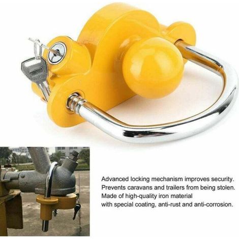 Verrou Antivol Remorque - Fer Haute Qualité - Revêtement Antirouille - Compatible Accouplements Standard - 1 Pièce (1/5)