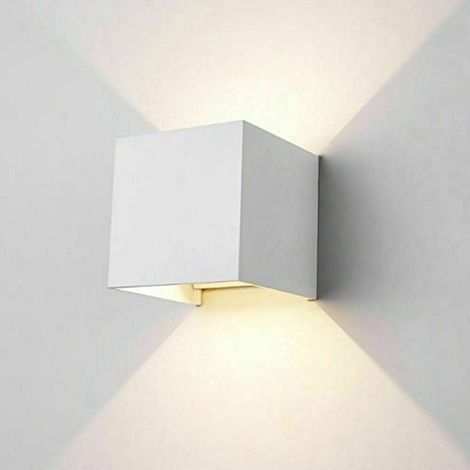 APPLIQUE INTERNO ESTERNO LED CUBO LAMPADA PARETE MURO 10W DOPPIA LUCE FREDDA 10