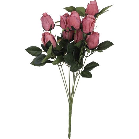 Roses Artificielles - Tige Longue Flexible en Fil Métallique Gainé Plastique - Décoration Mariage Fleur Artificielle pour Intérieur - 1 Bouquet (1/5)