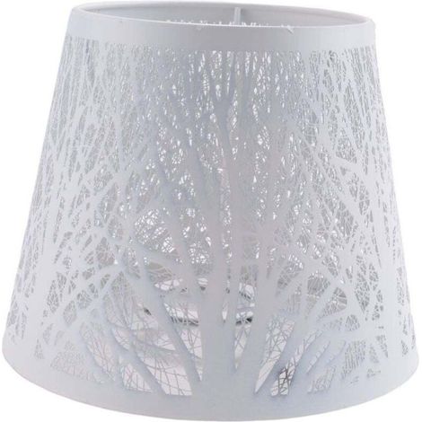 Abat-Jour Métal Tonneau Motif Lustre de Table Applique Murale Blanc (1/4)