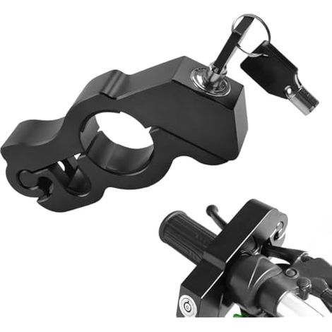 Verrou de guidon de moto, dispositif antivol réglable en alliage, antirouille, avec joint anti-rayures, convient à la plupart des vélos, motos, scooters (noir) (1/4)