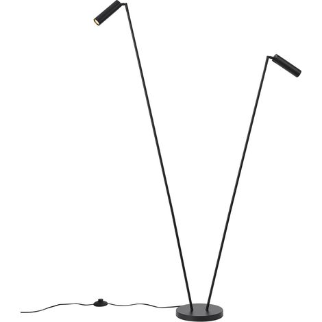 QAZQA Modern Floor Lamp Black 2-Lights GU10 35mm - Thomas