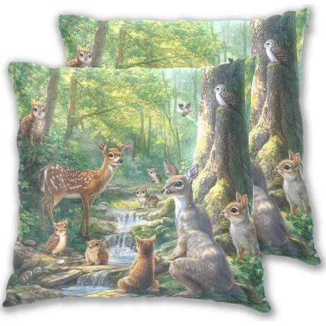 Taies d'oreiller 18x18 pouces, lot de 2, en tissu polaire pur coton, taies d'oreiller carrées décoratives avec bords cousus, convenant aux canapés, bancs, fermes, maisons, zoos et autres styles. (1/5)