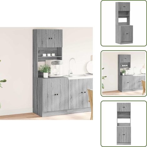 The Living Store Armoire de cuisine sonoma gris 60x50x180 cm bois d’ingénierie - Rangement de cuisine (1/5)