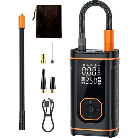 Gonfleur de pneus portable, pompe à chargement USB, compresseur de voiture avec manomètre numérique, gonfleur de moto, outils pour voiture, kit d'urgence (1/5)