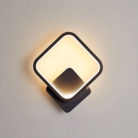 SABIR Applique Murale Interieur LED Carré Lampe Murale 16W Blanc Chaud 3000K Luminaire Mural Moderne pour Escalier Chambre Salon Couloir Noir [Classe énergétique E] (1/5)