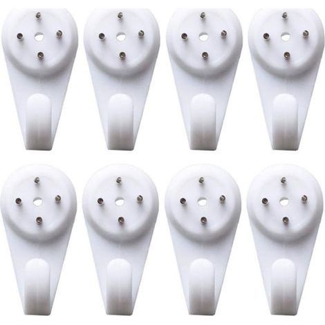 20 PCS en Plastique Blanc Dur Dur Hardwall Cintre Multi-Usage Non-Trace Crochet Utilise pour Matériel Attaches sans Soudure Porte Arrière Nail-in Crochets (1/5)